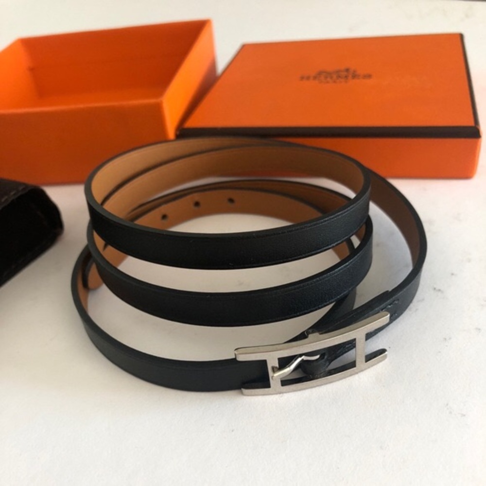 Hermes Bihapi Triple tour bracelet silver